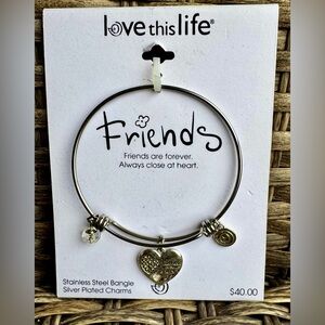 Love This Life Bracelet Friends Forever Stainless Steel 3 Charms Expandable NWT